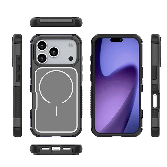 For iPhone 18 Pro Max / 17 Pro Max Magnetic Case Removable Backplate Shockproof PC TPU Cover - Black - 6