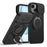 For iPhone 13  /  14 Case Magnetic Case Ring Kickstand Slide Camera Cover TPU PC Hybrid Phone Shell - Black - 1