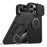 For iPhone 14 Pro Case Magnetic Case Ring Kickstand Slide Camera Cover TPU PC Hybrid Phone Shell - Black - 1