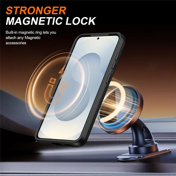For Samsung Galaxy A35 5G Case Magnetic Case Ring Kickstand Slide Camera Cover TPU PC Hybrid Phone Shell - Black - 2