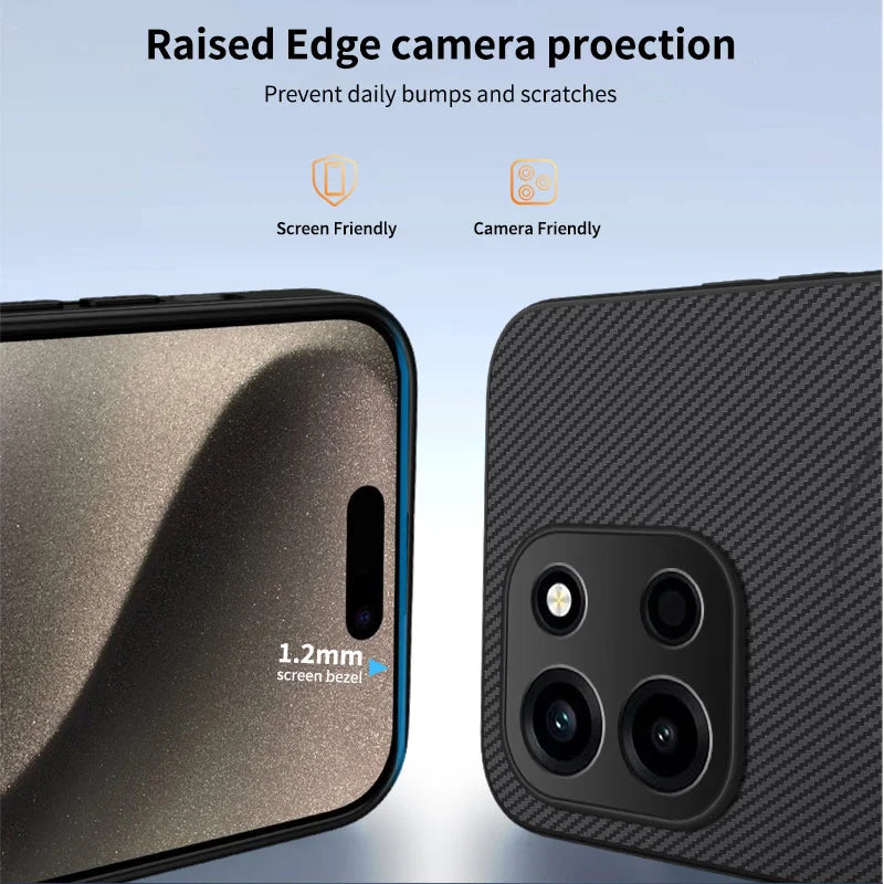 WANLONFENG For OnePlus Turbo 6 5G TQ1 Series Magnetic Case Carbon Fiber Texture PC TPU Phone Cover with 2Pcs Screen Films - Black - 3