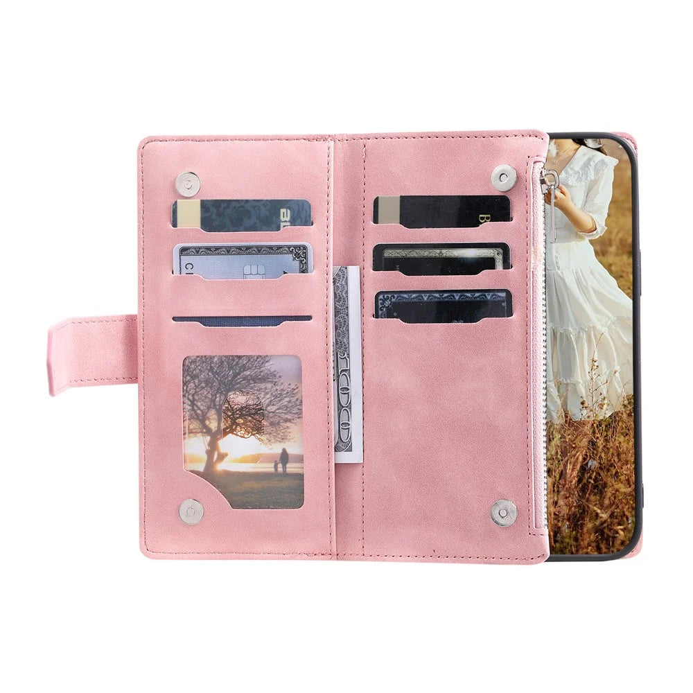 For Google Pixel 11 Wallet Case Rhombus Stitching Line PU Leather Phone Cover with Wrist Strap - Rose Gold - 3