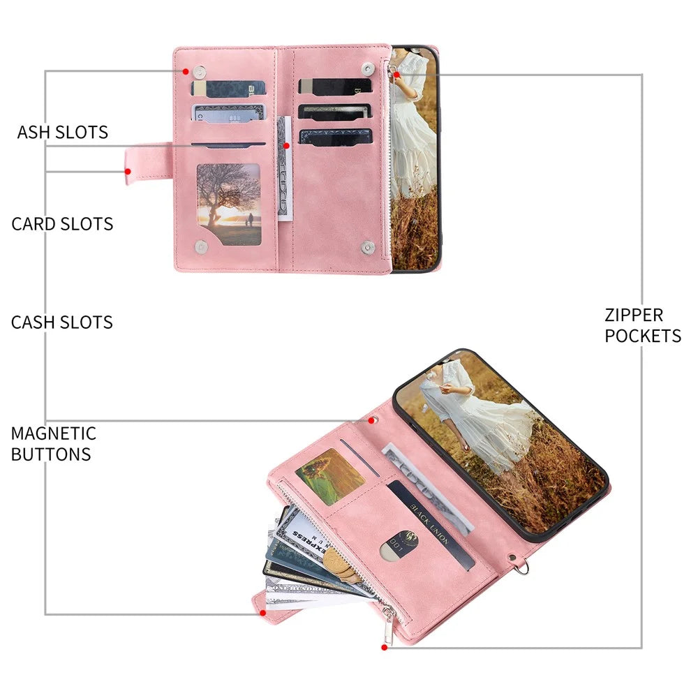 For Google Pixel 11 Wallet Case Rhombus Stitching Line PU Leather Phone Cover with Wrist Strap - Rose Gold - 6