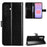 For Samsung Galaxy A37 5G PU Leather Case with Strap Crazy Horse Texture Phone Wallet Cover - Black - 1