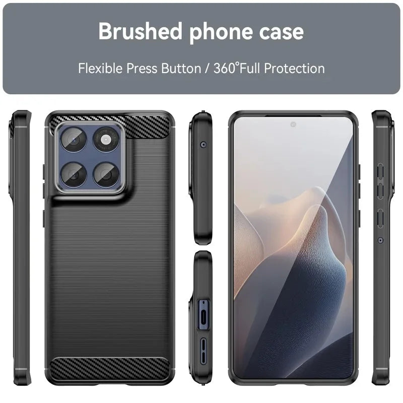 WANLONFENG For Motorola Edge 70 Fusion+ 5G / Motorola Edge 70 Fusion 5G Case with Screen Film LS Series Big Lens Hole Brushed Texture TPU Phone Cover - Black - 3