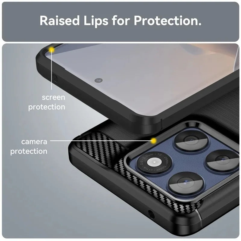 WANLONFENG For Motorola Edge 70 Fusion+ 5G / Motorola Edge 70 Fusion 5G Case with Screen Film LS Series Big Lens Hole Brushed Texture TPU Phone Cover - Black - 7
