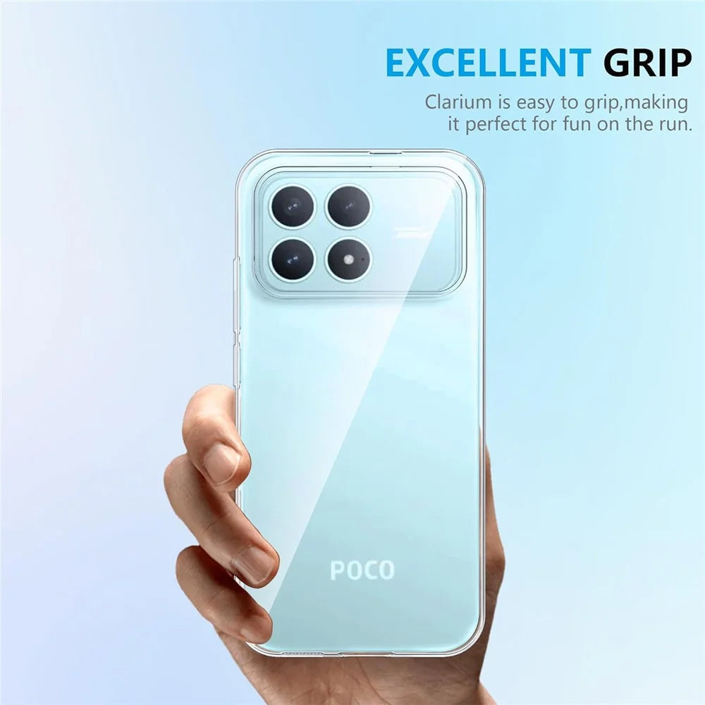 For Xiaomi Poco F8 Pro 5G Case TPU Clear Phone Cover + 2PCS Tempered Glass Screen Film 2.5D Arc Edge - Transparent - 2