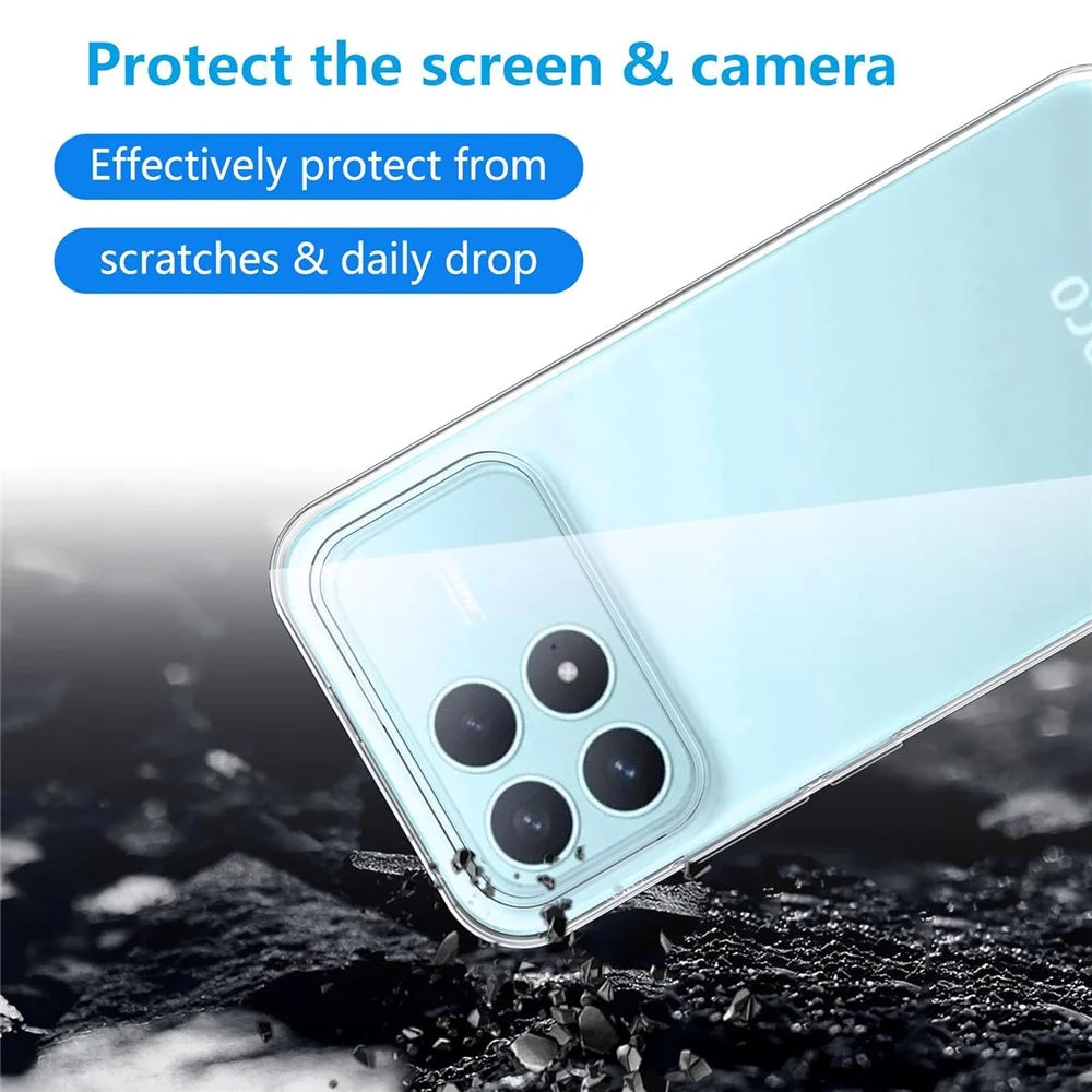 For Xiaomi Poco F8 Pro 5G Case TPU Clear Phone Cover + 2PCS Tempered Glass Screen Film 2.5D Arc Edge - Transparent - 6