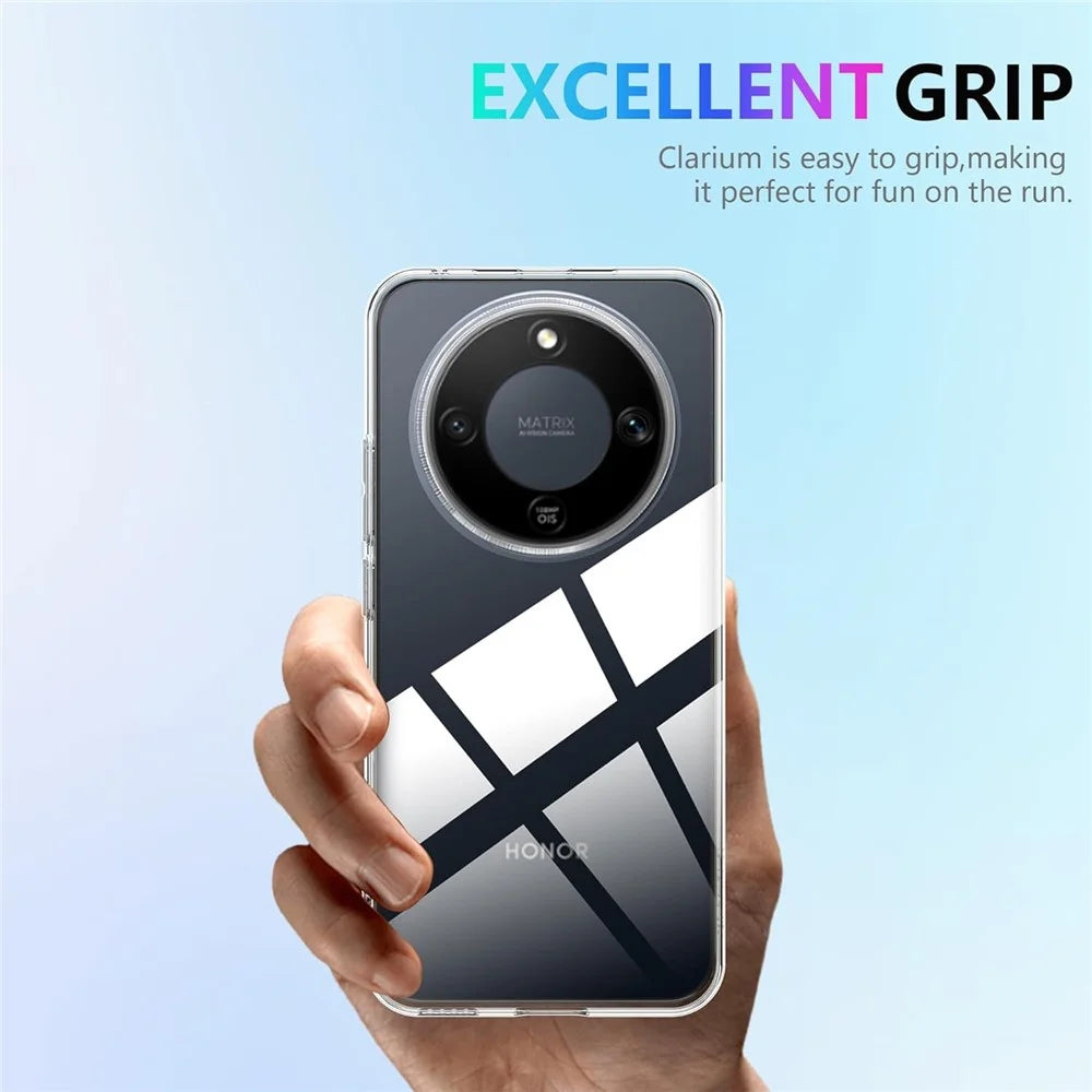 Case For Honor Magic8 Lite 5G  /  X9d 5G  /  X70 5G TPU Clear Phone Cover + 2PCS Tempered Glass Screen Film 2.5D Arc Edge - Transparent - 2