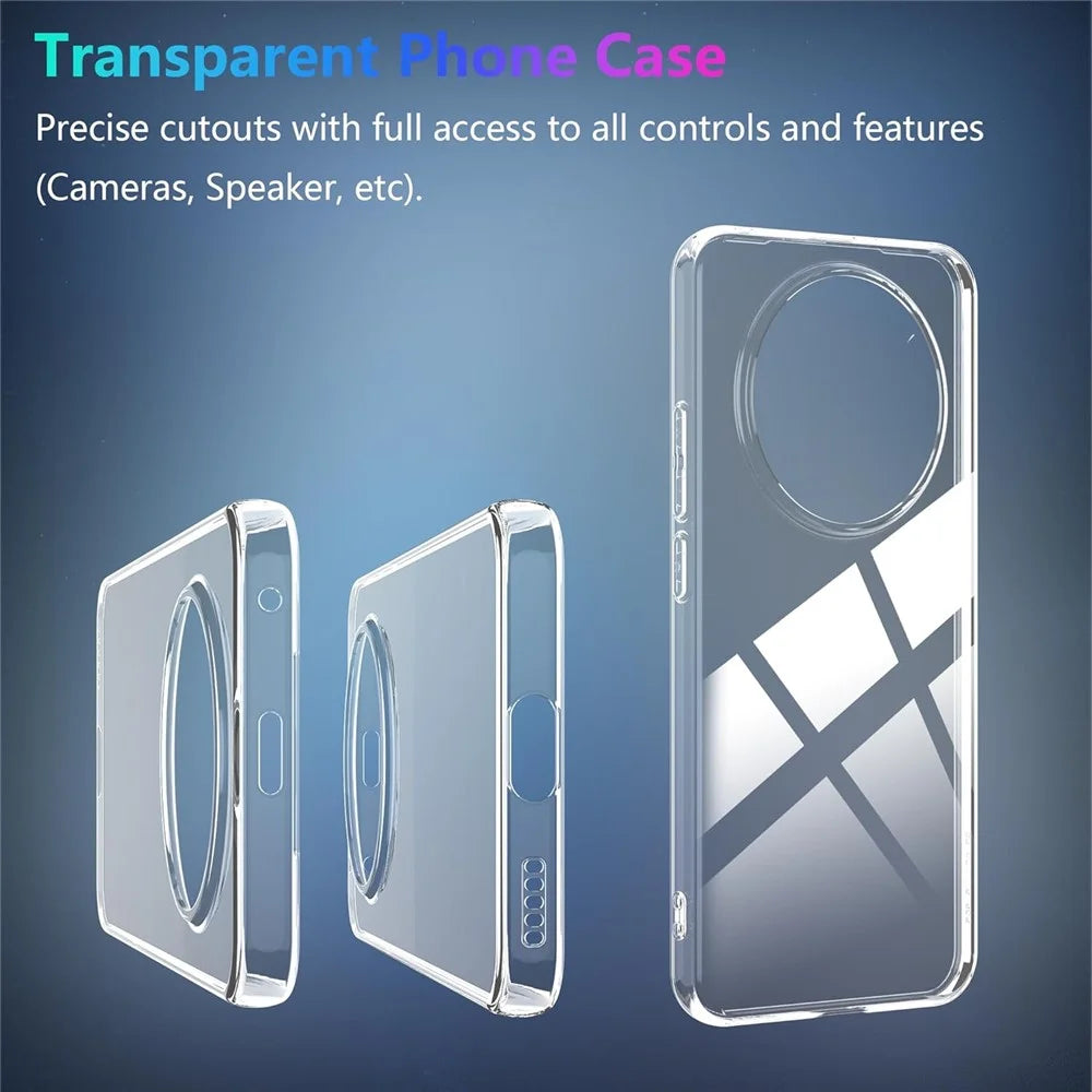 Case For Honor Magic8 Lite 5G  /  X9d 5G  /  X70 5G TPU Clear Phone Cover + 2PCS Tempered Glass Screen Film 2.5D Arc Edge - Transparent - 4