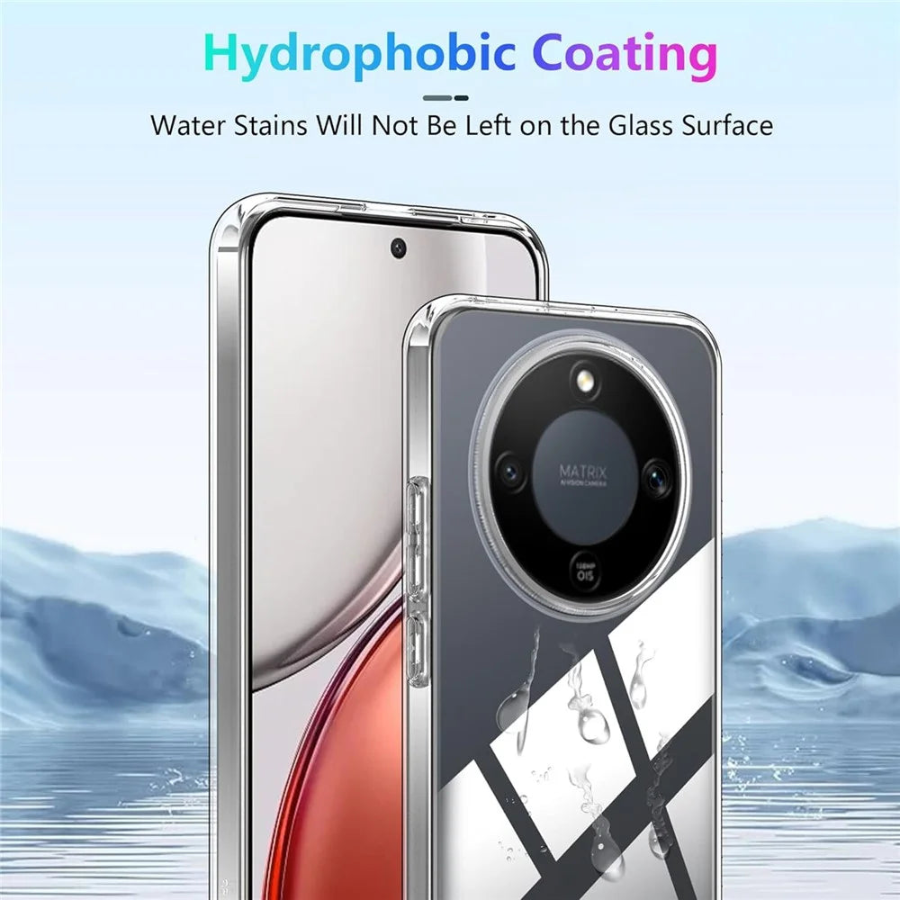 Case For Honor Magic8 Lite 5G  /  X9d 5G  /  X70 5G TPU Clear Phone Cover + 2PCS Tempered Glass Screen Film 2.5D Arc Edge - Transparent - 7