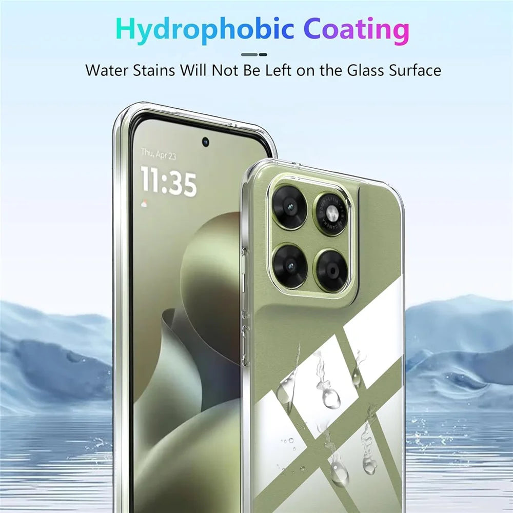 Case For Motorola Moto G87 5G / G67 5G / G77 5G TPU Clear Phone Cover + 2PCS Tempered Glass Screen Film 2.5D Arc Edge - Transparent - 6