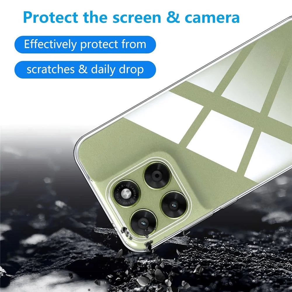Case For Motorola Moto G87 5G / G67 5G / G77 5G TPU Clear Phone Cover + 2PCS Tempered Glass Screen Film 2.5D Arc Edge - Transparent - 7