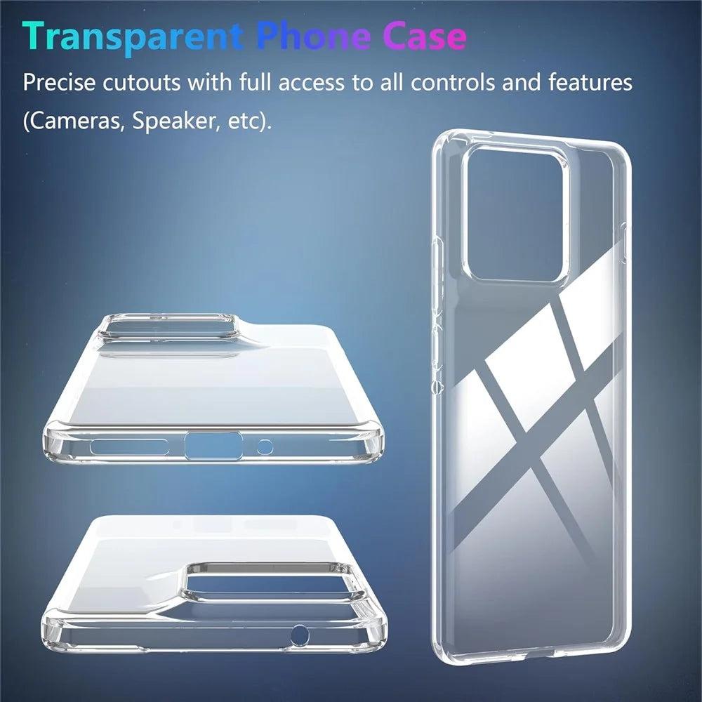 Case For Motorola Edge 70 5G  /  Moto X70 Air 5G TPU Clear Phone Cover + 2PCS Tempered Glass Screen Film 2.5D Arc Edge - Transparent - 5