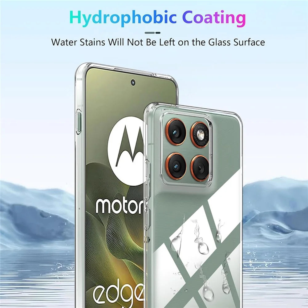 Case For Motorola Edge 70 5G  /  Moto X70 Air 5G TPU Clear Phone Cover + 2PCS Tempered Glass Screen Film 2.5D Arc Edge - Transparent - 7