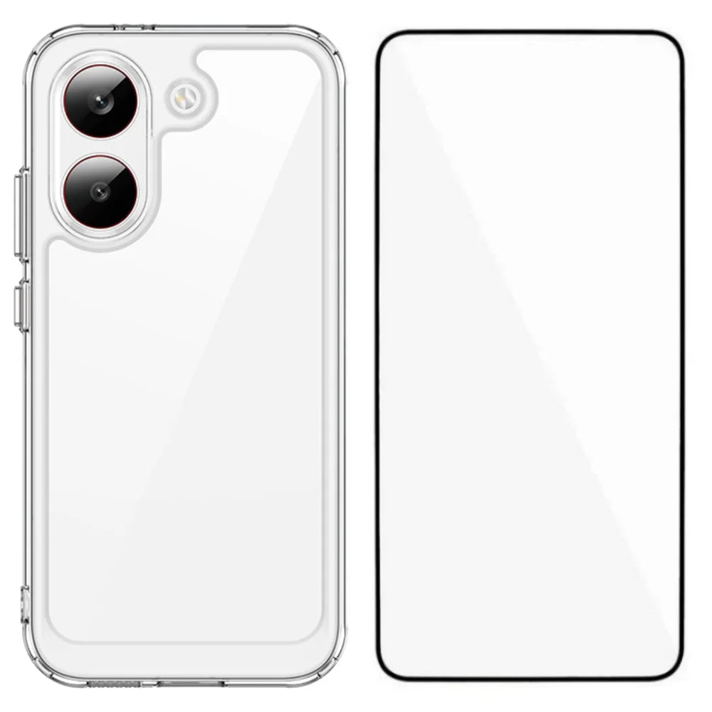 WANLONFENG For Xiaomi Redmi Turbo 5 5G / Xiaomi Poco X8 Pro 5G Case MF Series TPU Acrylic Clear Phone Cover with Tempered Glass Film - Transparent - 1