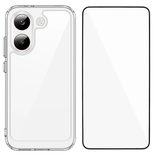 WANLONFENG For Xiaomi Redmi Turbo 5 5G / Xiaomi Poco X8 Pro 5G Case MF Series TPU Acrylic Clear Phone Cover with Tempered Glass Film - Transparent - 1