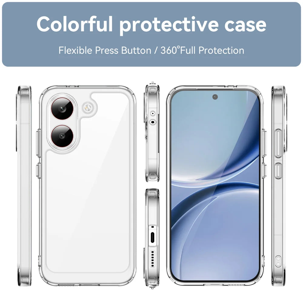 WANLONFENG For Xiaomi Redmi Turbo 5 5G / Xiaomi Poco X8 Pro 5G Case MF Series TPU Acrylic Clear Phone Cover with Tempered Glass Film - Transparent - 3