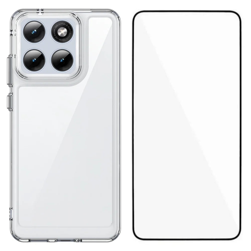 WANLONFENG For Motorola Edge 70 Fusion+ 5G / Motorola Edge 70 Fusion 5G Case MF Series TPU Acrylic Clear Phone Cover with Tempered Glass Film - Transparent - 1
