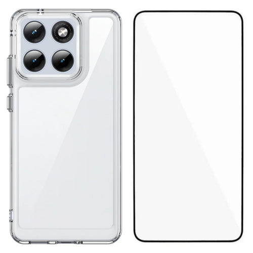 WANLONFENG For Motorola Edge 70 Fusion+ 5G / Motorola Edge 70 Fusion 5G Case MF Series TPU Acrylic Clear Phone Cover with Tempered Glass Film - Transparent - 1