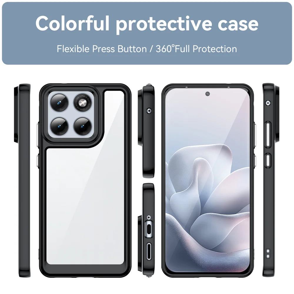 WANLONFENG For Motorola Edge 70 Fusion+ 5G / Motorola Edge 70 Fusion 5G Phone Case XC Series TPU Acrylic Cover with Tempered Glass (Big Lens Hole) - Black - 3