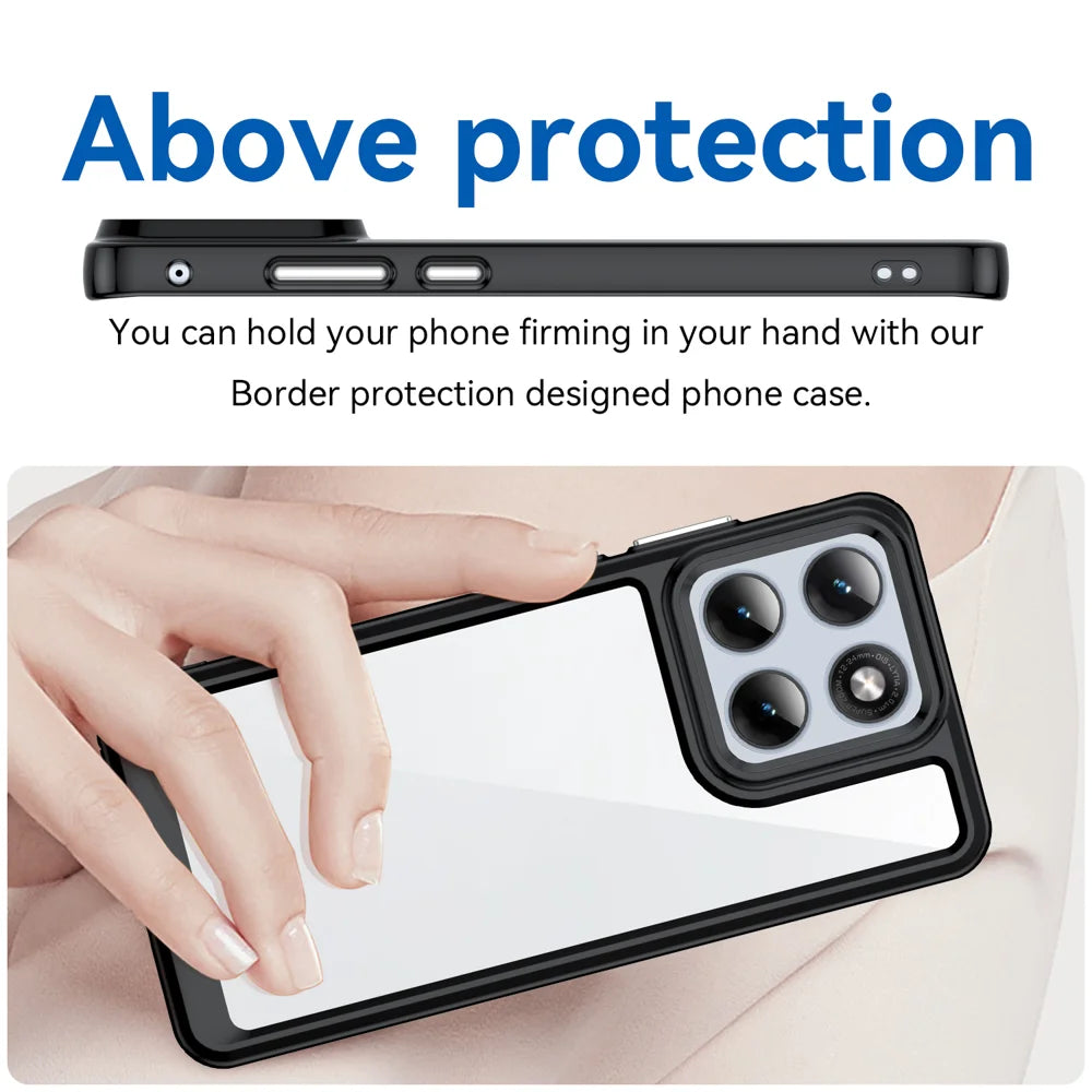 WANLONFENG For Motorola Edge 70 Fusion+ 5G / Motorola Edge 70 Fusion 5G Phone Case XC Series TPU Acrylic Cover with Tempered Glass (Big Lens Hole) - Black - 5