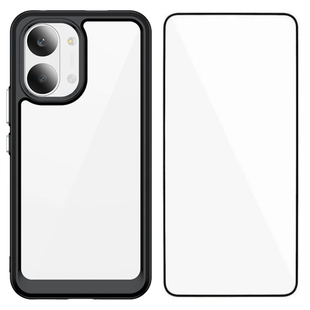 WANLONFENG For Xiaomi Redmi Turbo 5 Max 5G / Xiaomi Poco X8 Pro Max 5G Phone Case XC Series TPU Acrylic Cover with Tempered Glass (Big Lens Hole) - Black - 1