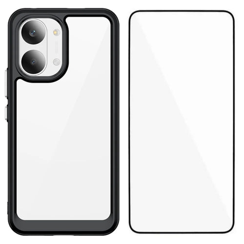 WANLONFENG For Xiaomi Redmi Turbo 5 Max 5G / Xiaomi Poco X8 Pro Max 5G Phone Case XC Series TPU Acrylic Cover with Tempered Glass (Big Lens Hole) - Black - 1
