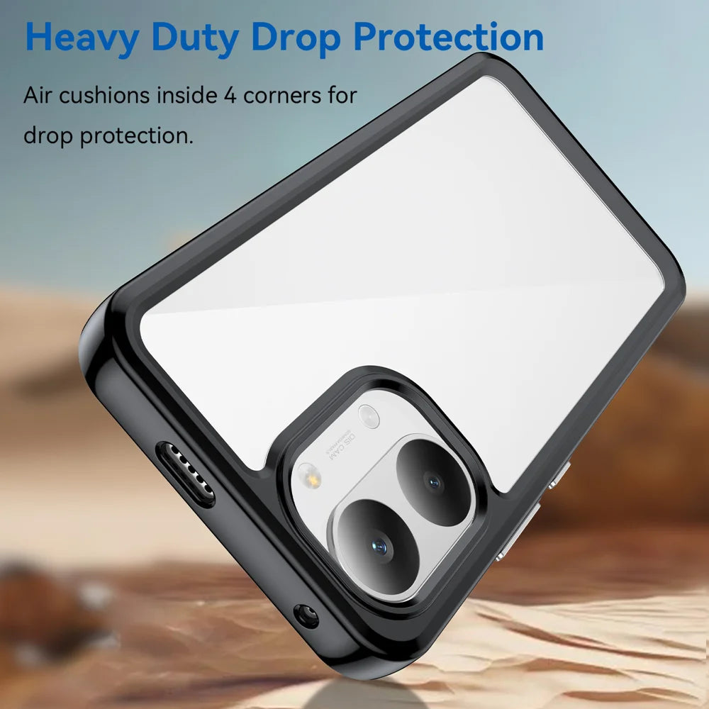 WANLONFENG For Xiaomi Redmi Turbo 5 Max 5G / Xiaomi Poco X8 Pro Max 5G Phone Case XC Series TPU Acrylic Cover with Tempered Glass (Big Lens Hole) - Black - 4