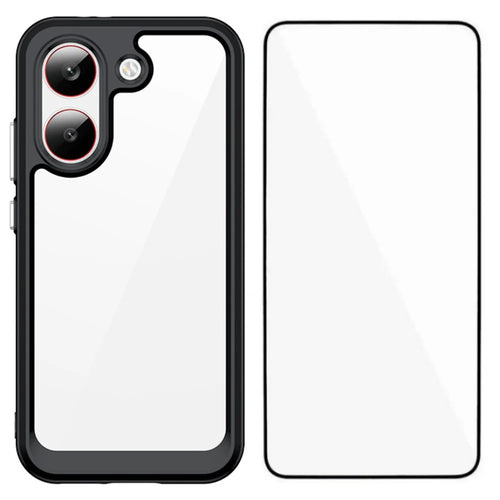 WANLONFENG For Xiaomi Redmi Turbo 5 5G / Xiaomi Poco X8 Pro 5G Phone Case XC Series TPU Acrylic Cover with Tempered Glass (Big Lens Hole) - Black - 1
