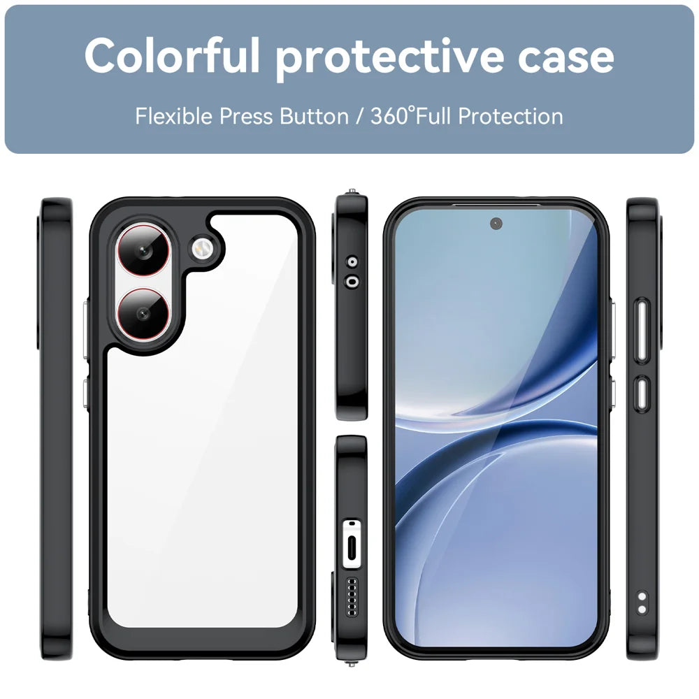 WANLONFENG For Xiaomi Redmi Turbo 5 5G / Xiaomi Poco X8 Pro 5G Phone Case XC Series TPU Acrylic Cover with Tempered Glass (Big Lens Hole) - Black - 3
