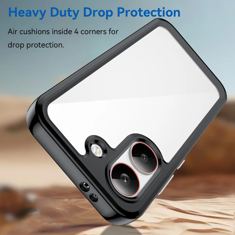WANLONFENG For Xiaomi Redmi Turbo 5 5G / Xiaomi Poco X8 Pro 5G Phone Case XC Series TPU Acrylic Cover with Tempered Glass (Big Lens Hole) - Black - 4