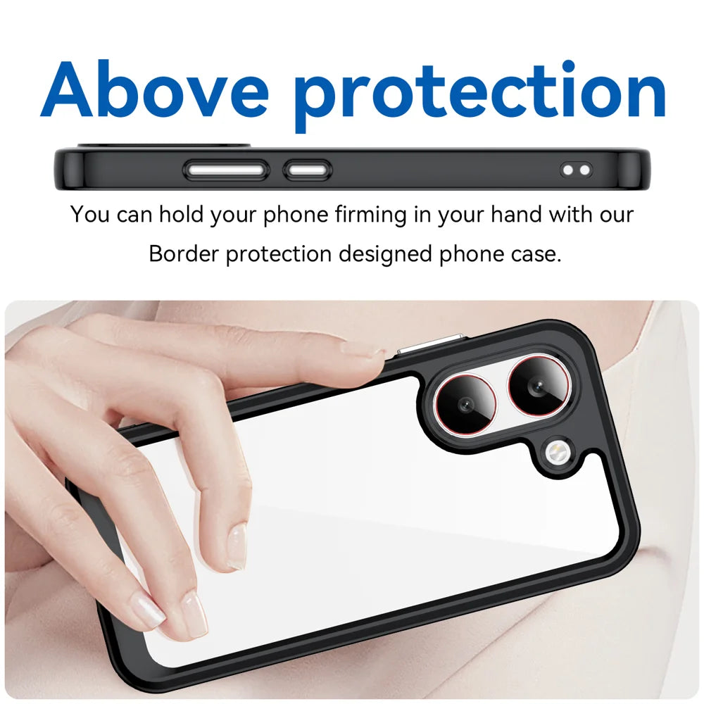 WANLONFENG For Xiaomi Redmi Turbo 5 5G / Xiaomi Poco X8 Pro 5G Phone Case XC Series TPU Acrylic Cover with Tempered Glass (Big Lens Hole) - Black - 5