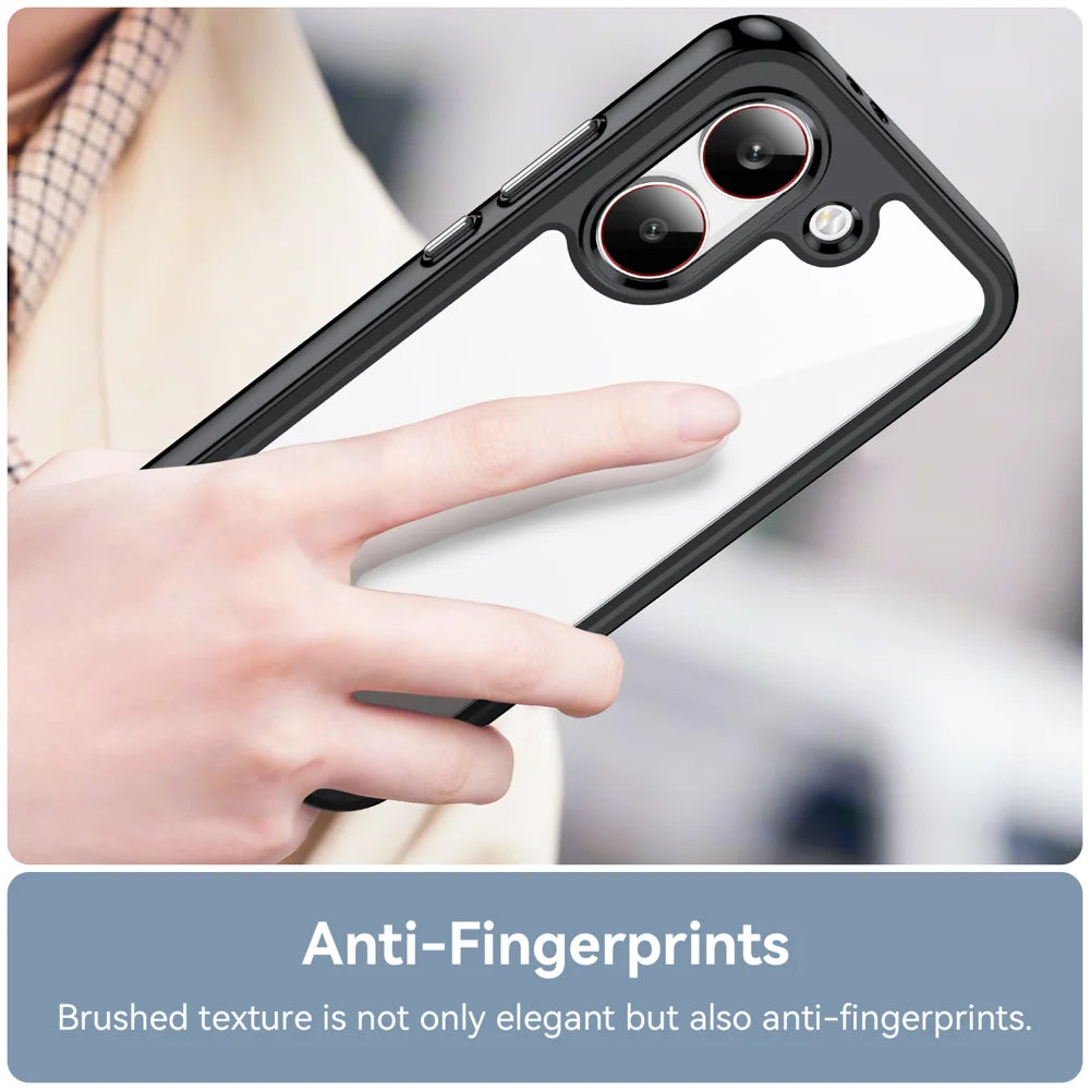 WANLONFENG For Xiaomi Redmi Turbo 5 5G / Xiaomi Poco X8 Pro 5G Phone Case XC Series TPU Acrylic Cover with Tempered Glass (Big Lens Hole) - Black - 6