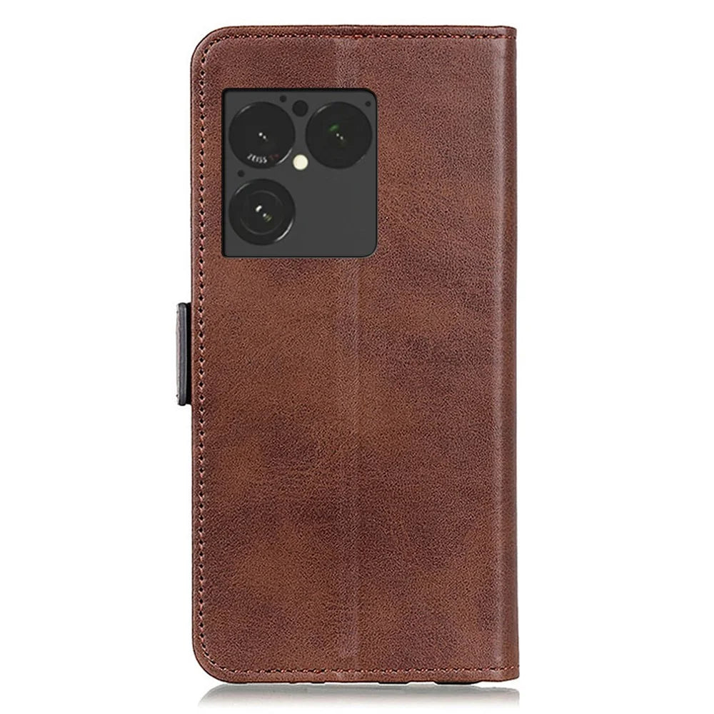 For Sony Xperia 1 VIII Case Stand Cowhide Texture PU Leather Phone Cover - Brown - 6