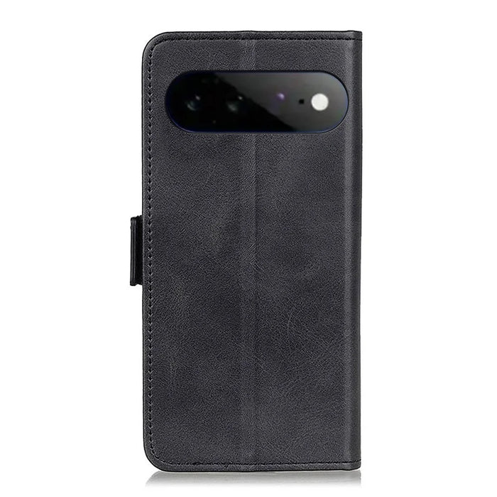 For Google Pixel 11 Pro XL Case Stand Cowhide Texture PU Leather Phone Cover - Black - 6