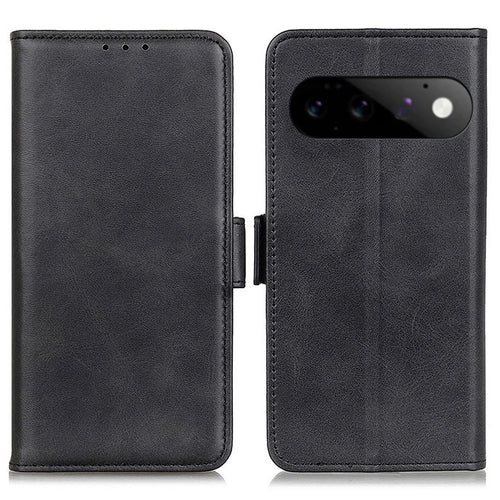 For Google Pixel 11  /  Pixel 11 Pro Case Stand Cowhide Texture PU Leather Phone Cover - Black - 1