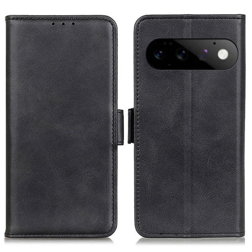 For Google Pixel 11  /  Pixel 11 Pro Case Stand Cowhide Texture PU Leather Phone Cover - Black - 1