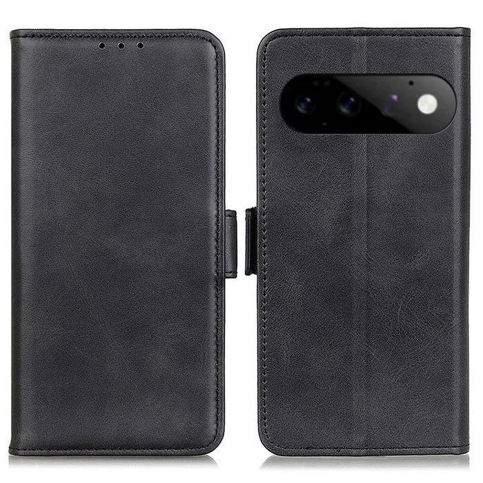 For Google Pixel 11  /  Pixel 11 Pro Case Stand Cowhide Texture PU Leather Phone Cover - Black - 1