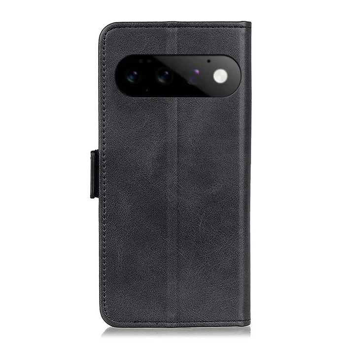 For Google Pixel 11  /  Pixel 11 Pro Case Stand Cowhide Texture PU Leather Phone Cover - Black - 6