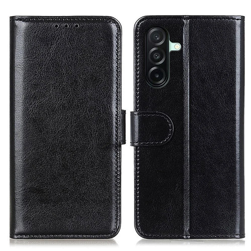 For Samsung Galaxy A27 5G Case Crazy Horse Texture PU Leather Phone Stand Cover - Black - 1