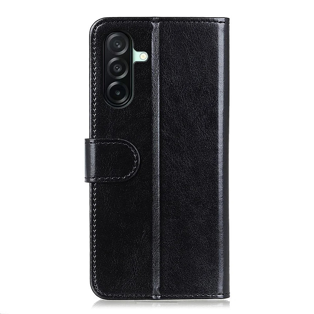 For Samsung Galaxy A27 5G Case Crazy Horse Texture PU Leather Phone Stand Cover - Black - 6