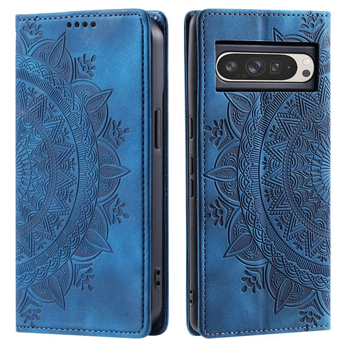 For Google Pixel 11 Pro XL Case Magnetic Closing Leather Phone Cover Pattern Imprinted - Blue - 1