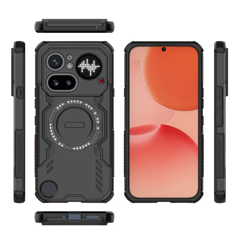 WANLONFENG For Nothing Phone (4a) Pro Magnetic Case DJ Series PC TPU Phone Cover with 2Pcs Tempered Glass Film - Black - 2