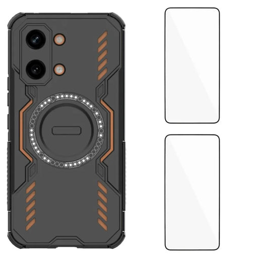 WANLONFENG For Xiaomi Redmi Turbo 5 Max 5G / Xiaomi Poco X8 Pro Max 5G Magnetic Case DJ Series PC TPU Phone Cover with 2Pcs Tempered Glass Film - Black - 1