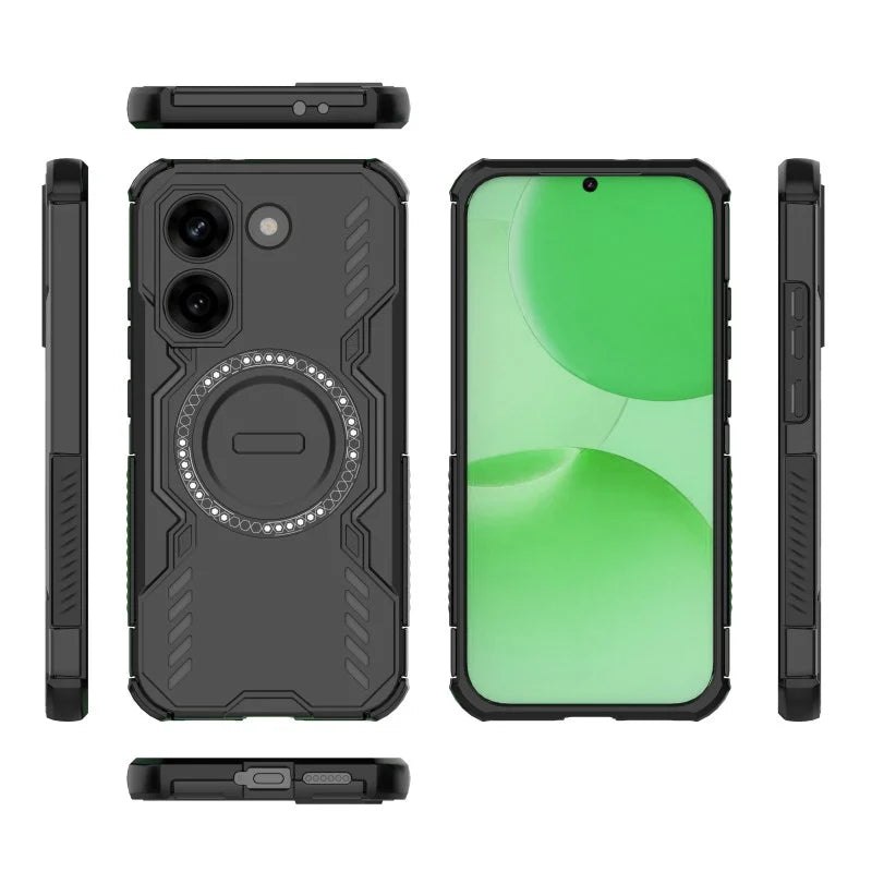 WANLONFENG For Xiaomi Redmi Turbo 5 5G / Xiaomi Poco X8 Pro 5G Magnetic Case DJ Series PC TPU Phone Cover with 2Pcs Tempered Glass Film - Black - 2