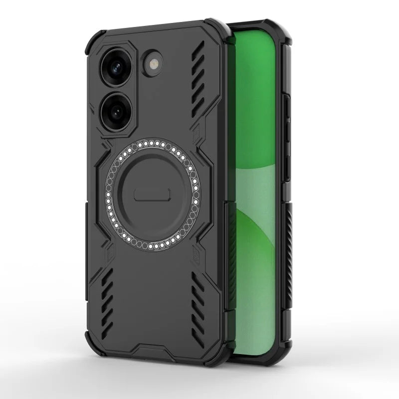 WANLONFENG For Xiaomi Redmi Turbo 5 5G / Xiaomi Poco X8 Pro 5G Magnetic Case DJ Series PC TPU Phone Cover with 2Pcs Tempered Glass Film - Black - 3