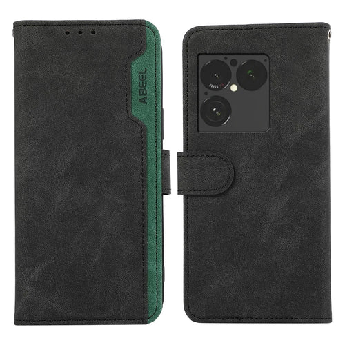 ABEEL For Sony Xperia 1 VIII Case Color Splicing Leather Flip Phone Cover RFID Blocking - Black - 1