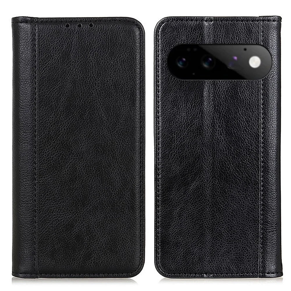 For Google Pixel 11  /  Pixel 11 Pro Stand Case Split Leather Litchi Texture Wallet Phone Cover - Black - 1