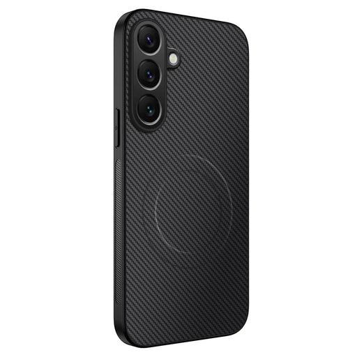 WANLONFENG For Samsung Galaxy A27 5G TQ Series Magnetic Case Carbon Fiber Texture PC TPU Phone Cover - Black - 1